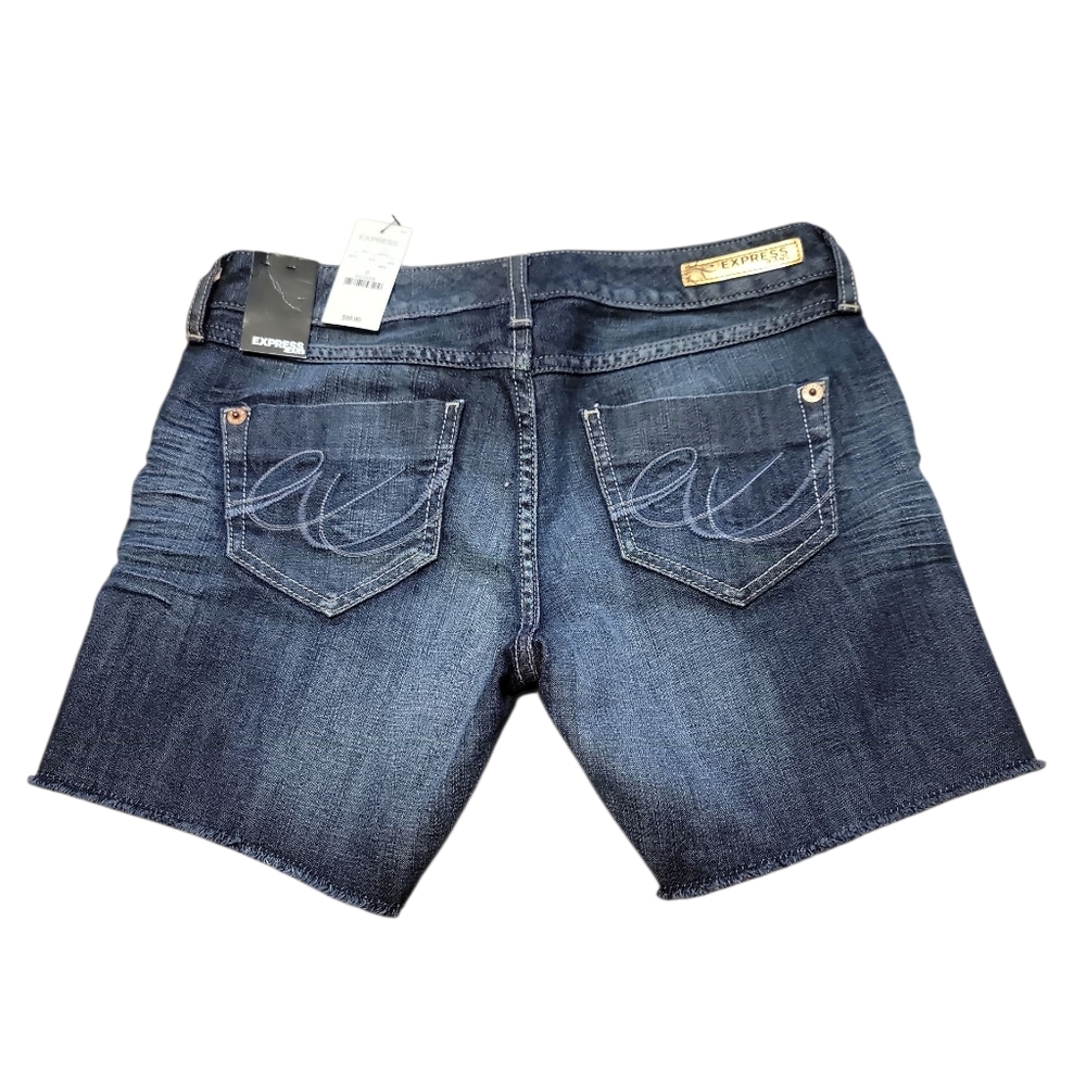Express Dark Blue‎ Denim Cut Off Shorts Women's Size 0 New Classic Low Rise